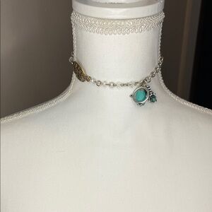 Elegant Silver and Turquoise Women's Necklace